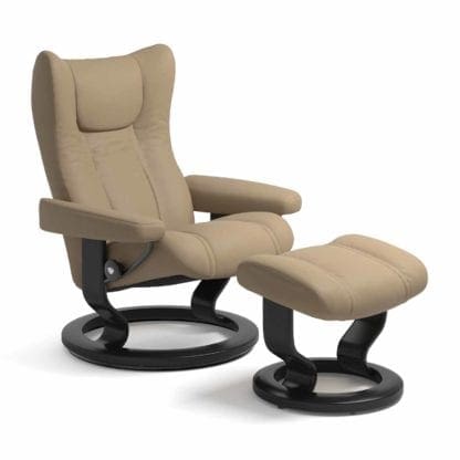 Stressless Wing relaxfauteuil - leder Paloma funghi - maatvoering S - Classic onderstel - Lowik Wonen & Slapen fauteuil collectie