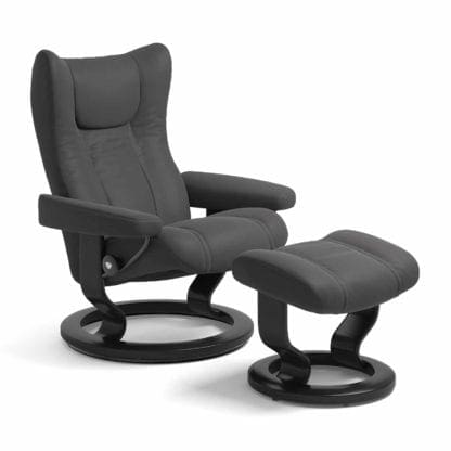 Stressless Wing relaxfauteuil - leder Paloma rock - maatvoering S - Classic onderstel - Lowik Wonen & Slapen fauteuil collectie