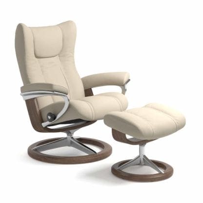 Stressless Wing relaxfauteuil - leder Batick cream - maatvoering S - Signature onderstel - Lowik Wonen & Slapen fauteuil collectie