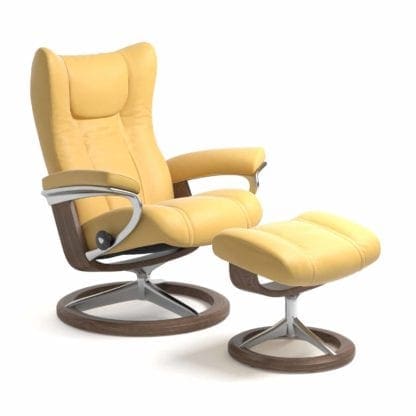 Stressless Wing relaxfauteuil - leder Batick mimosa - maatvoering S - Signature onderstel - Lowik Wonen & Slapen fauteuil collectie
