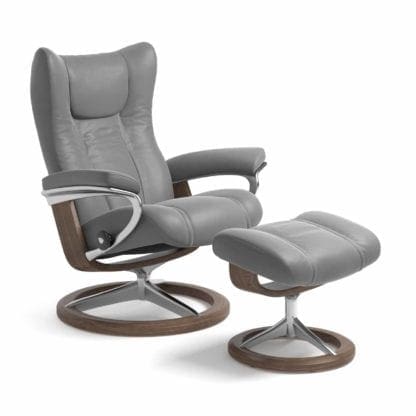 Stressless Wing relaxfauteuil - leder Batick wild dove - maatvoering S - Signature onderstel - Lowik Wonen & Slapen fauteuil collectie