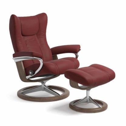 Stressless Wing relaxfauteuil - leder Paloma cherry - maatvoering S - Signature onderstel - Lowik Wonen & Slapen fauteuil collectie