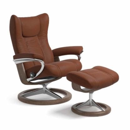 Stressless Wing relaxfauteuil - leder Paloma copper - maatvoering S - Signature onderstel - Lowik Wonen & Slapen fauteuil collectie