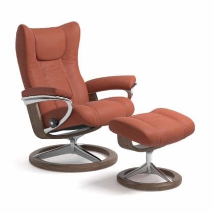 Stressless Wing relaxfauteuil - leder Paloma henna - maatvoering S - Signature onderstel - Lowik Wonen & Slapen fauteuil collectie