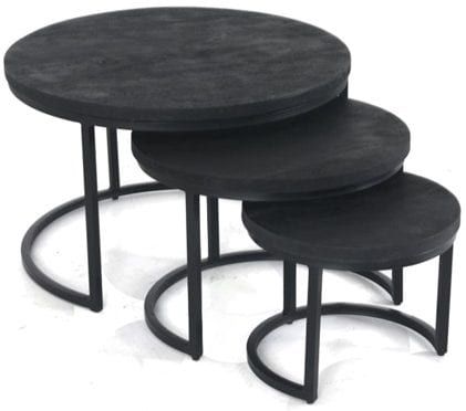 Stin180 salontafelset bestaande uit 3 tafels in zwart mangohout - Moods