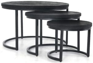 Stin180 salontafelset bestaande uit 3 tafels in zwart mangohout - Moods