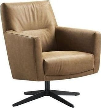 Draaifauteuil Morini pocket/koudschuim zitting camel uit de fauteuils Pronto Wonen Lowik Meubelen Uitgevoerd in microleder bull 09-camel met pocketvering i.c.m. HR-schuim in de zitting en een zwarte metalen 4-teens draaipoot, type KMF6.