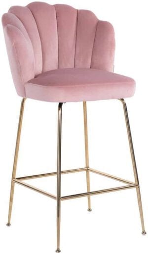 Barstoel Pippa Pink Velvet / gold (Quartz Pink 700) - Richmond Interiors - Barstoel Pippa Pink Velvet / gold in schelp model geeft elke kamer een glamoreus effect met edgy twist!