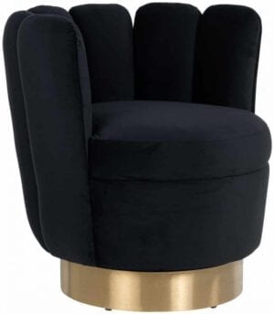 Fauteuil Mayfair Black velvet / Brushed gold (Quartz Black 800) - Richmond Interiors - Fauteuil Mayfair Black velvet / gold is de stoel waar je naar op zoek was!