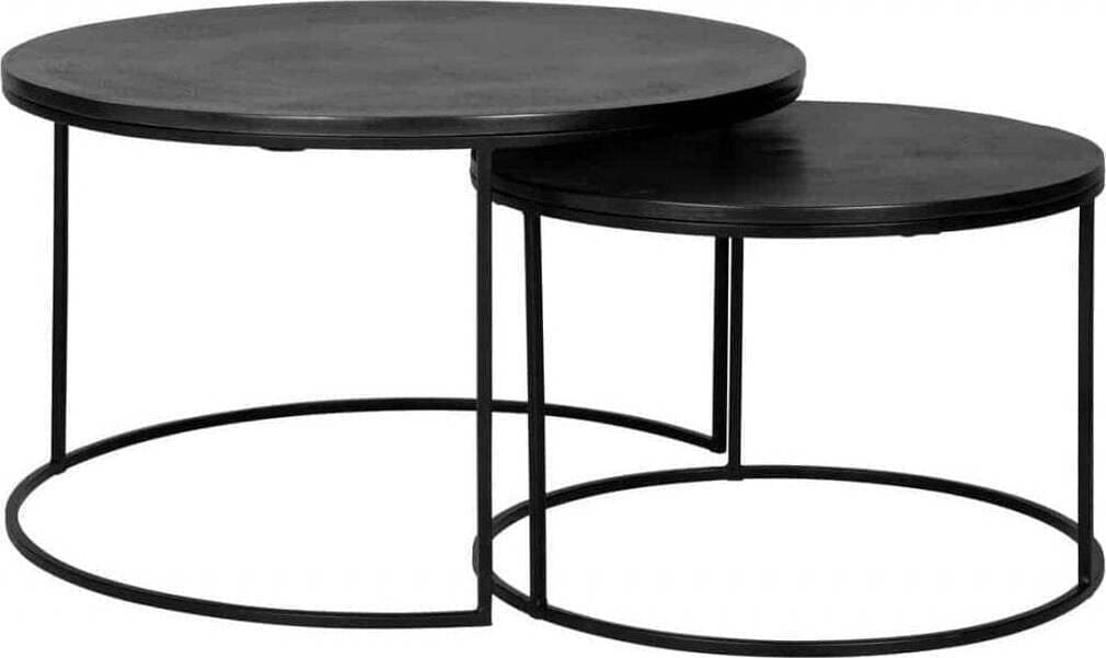Salontafel Bolder set van 2 aluminium zwart (Zwart) - Richmond Interiors - Salontafel Bolder set van 2 aluminium zwart is stoer, maar toch ook elegant. De stijlvolle ronde, zwarte salontafels