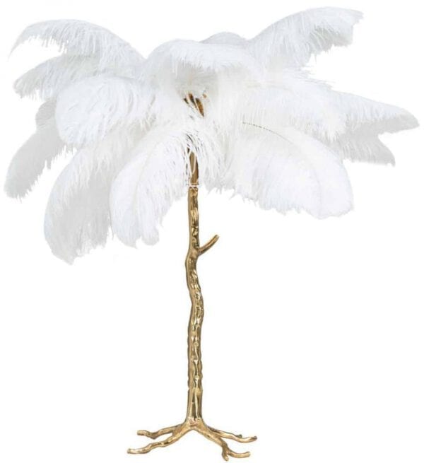 Tafellamp Upanova wit (White) - Richmond Interiors - Tafellamp Upanova is een toffe, gouden palmboom met witte veren en geeft ook nog eens licht!