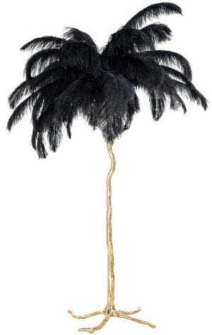 Vloerlamp Burlesque zwart (Zwart) - Richmond Interiors - Vloerlamp Burlesque is een toffe, gouden palmboom met zwarte veren en geeft ook nog eens licht!