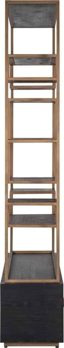 Een bijzondere kast van zwart eiken fineer met mat goud en 2 laden. Perfect voor je mooiste accessoires en om andere spullen op te bergen! Combineer samen met andere items uit de Hunter collectie. - Löwik Wonen & Slapen Vriezenveen