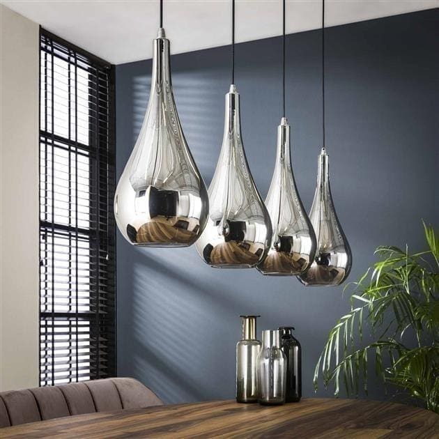 Hanglamp 4L silver drop glass / Chromed glas. Hanglamp uit de hanglampen collectie van Bullcraft kleinmeubelen & verlichting bij Löwik Meubelen