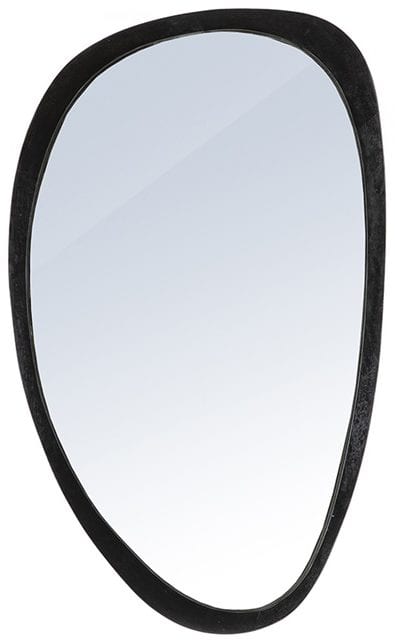 Lekker Sfeervol - Spiegel Plecto black - zwart- Mangohout - organische vloeiende vorm - horizontaal en verticaal op te hangen - staand of liggend - muurdecoratie-  Spiegels laten jouw interie