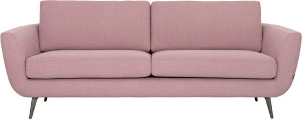 Smile 3-zits sofa in stof Berga pink - poot black chrome metaal - Furninova