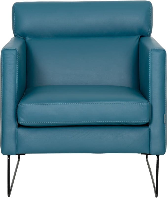 Degano fauteuil in leder Sauvage turquoise - Furninova