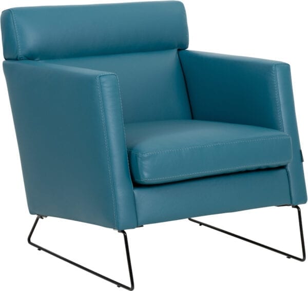 Degano fauteuil in leder Sauvage turquoise - Furninova
