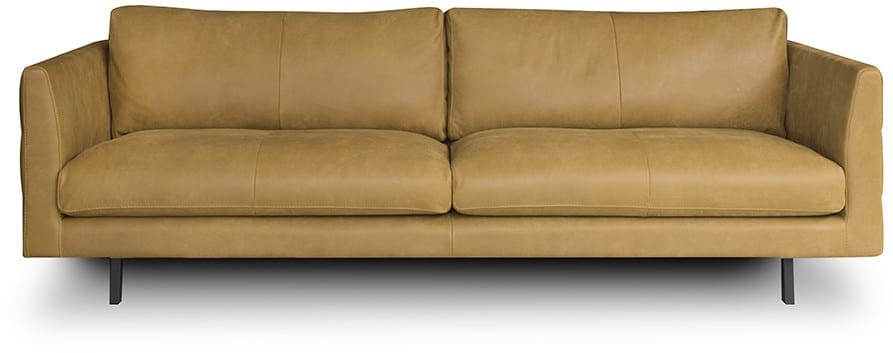 Diva 3,5-zitsbank in leder Africa mustard - Het Anker meubelen