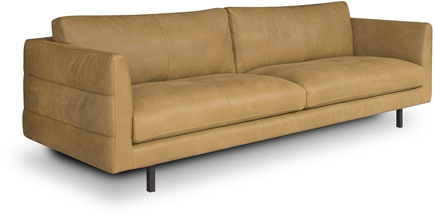 Diva 3,5-zitsbank in leder Africa mustard - Het Anker meubelen