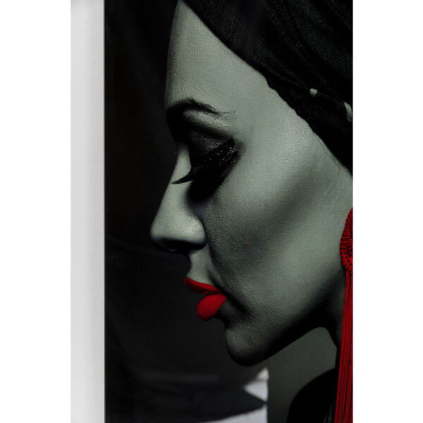 Kare Design Schilderij op glas Lady Red Earring - 80x120 schilderij 52554 - Lowik Meubelen