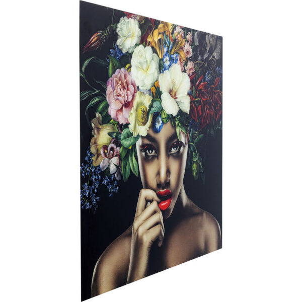 Kare Design Schilderij op glas Pretty Flower Woman - 100x100 schilderij 52623 - Lowik Meubelen