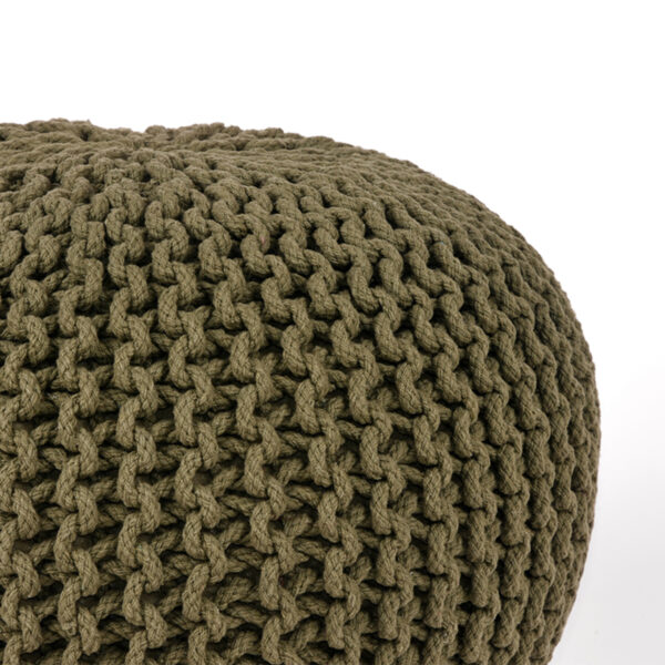 Poef Knitted - Army green - Katoen - M uit de Knitted collectie van Label51 - Löwik Meubelen