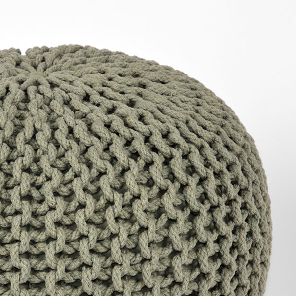 Poef Knitted - Olijfgroen - Katoen - L uit de Knitted collectie van Label51 - Löwik Meubelen