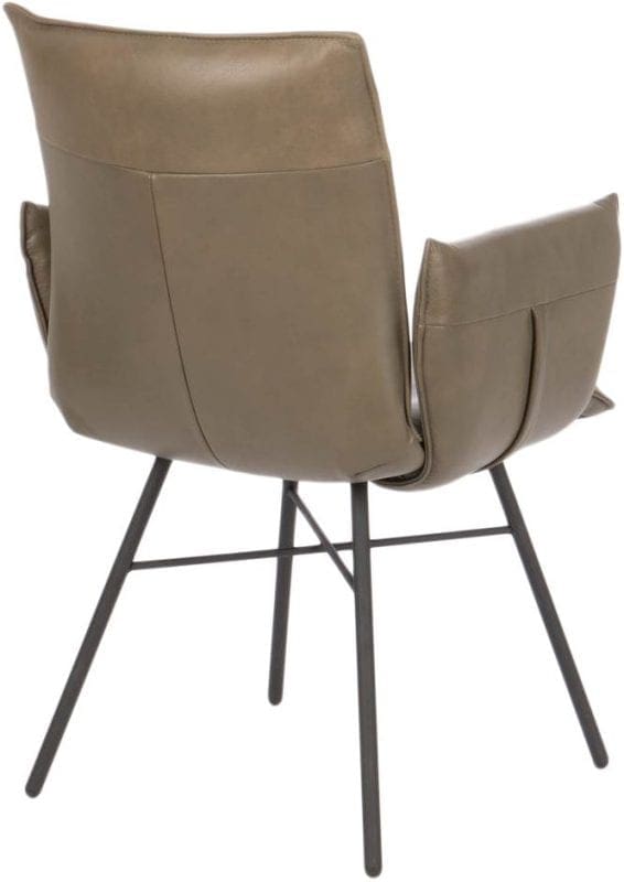 HE design stoel, moderne armstoel in leder Rancho