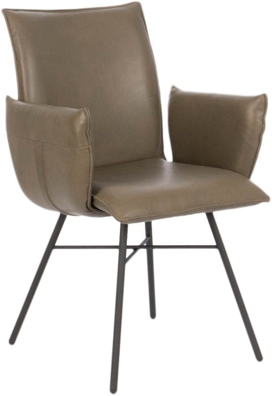 HE design stoel, moderne armstoel in leder Rancho