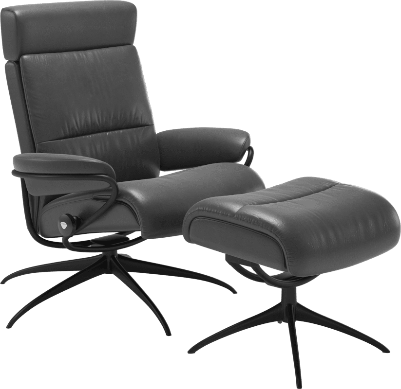 Stressless Tokyo fauteuil - hoofdsteun - Pioneer Grey - zwart