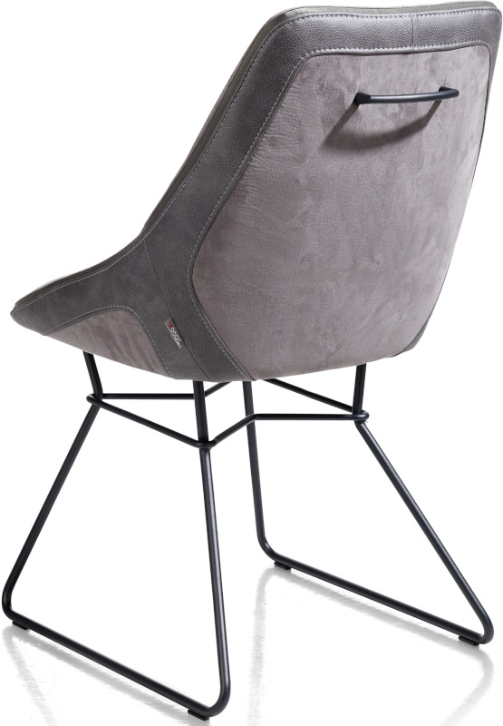 Arwen eetkamerstoel zwart frame draadstaal + combi stof Savannah / Pala Steel Grey multiplex met polyether