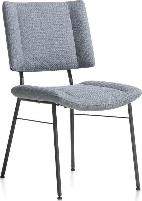 Tatum eetkamerstoel - zwarte poten - stof Ponti Skyblue multiplex met polyether