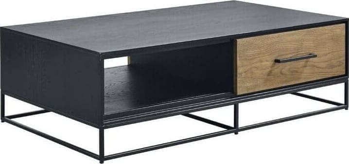 Pronto Wonen Salontafel Veneta (L124xB70) eiken fineer zwart/naturel  Salontafel