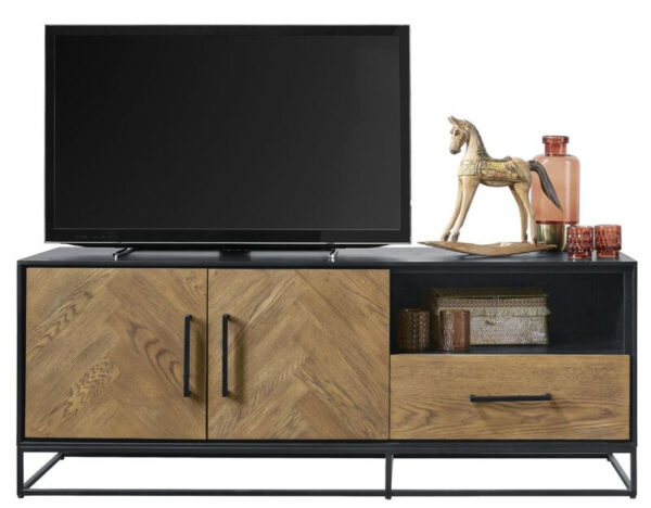 Pronto Wonen TV-meubel Veneta (154 breedte) eiken fineer zwart/naturel  Kast