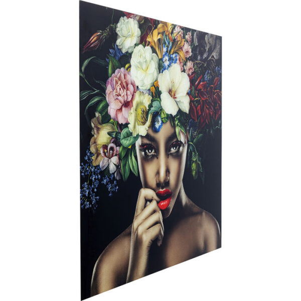 Kare Design Schilderij Glas Pretty Flower Woman 120x120 schilderij 52624 - Lowik Meubelen