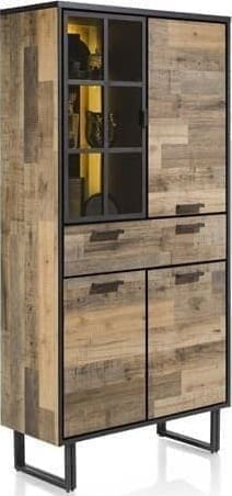Henders & Hazel Avalon bergkast 96 cm. - 3-deuren + 1-lade + 1-glasdeur (+ LED) - driftwood Kast