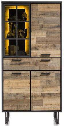 Henders & Hazel Avalon bergkast 96 cm. - 3-deuren + 1-lade + 1-glasdeur (+ LED) - driftwood  Kast