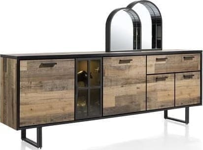 Henders & Hazel Avalon dressoir 230 cm. - 4-deuren + 1-lade + 1-glasdeur (+ LED) - driftwood Dressoir
