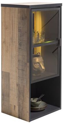 Henders & Hazel Avalon hang- en staand mogelijk - element 45 cm. - 1-glasdeur +1-niche (+ LED) - driftwood  Woonaccessoire