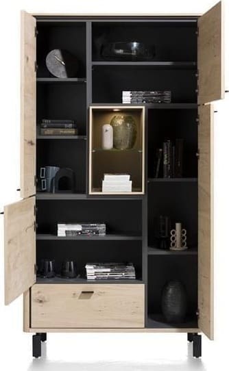 Henders & Hazel Livada bergkast 110 cm. - 4-deuren + 1-lade + 2-niches - natural Kast