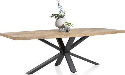 Henders & Hazel Metaluxe eetkamertafel ovaal 210 x 110 cm. met centrale kruispoot - fineer als fish bone Eettafel