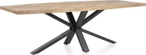 Henders & Hazel Metaluxe eetkamertafel ovaal 210 x 110 cm. met centrale kruispoot - fineer als fish bone Eettafel