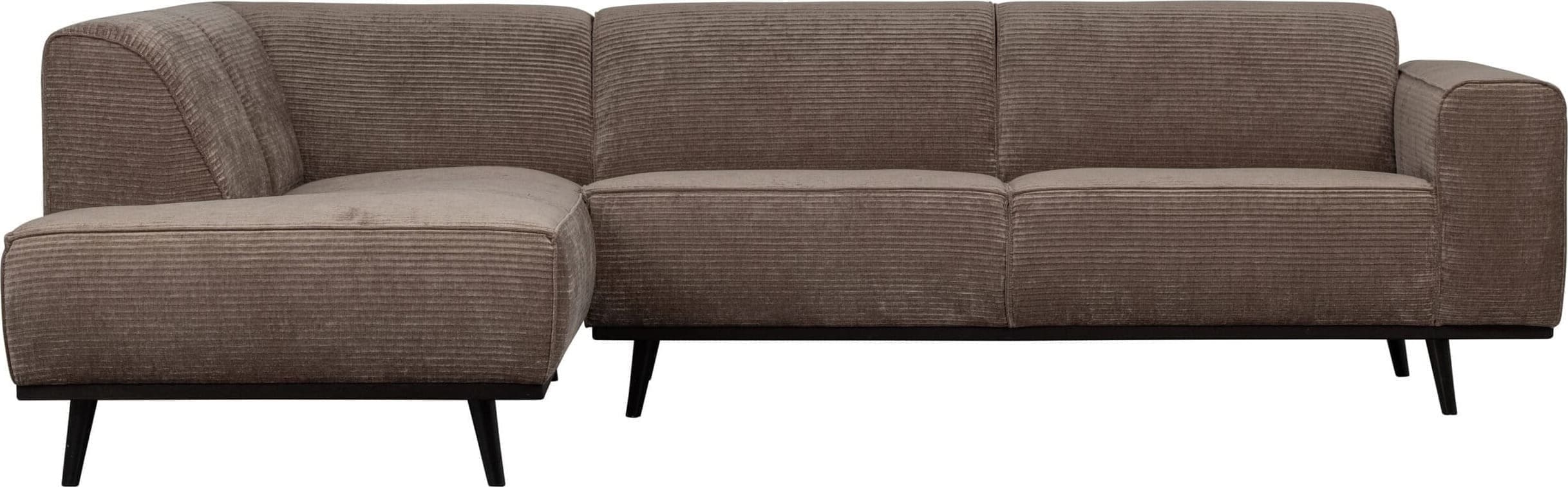 Statement Hoekbank Links Platte Brede Rib - Taupe uit de Banken collectie van BePureHome bij Löwik Meubelen