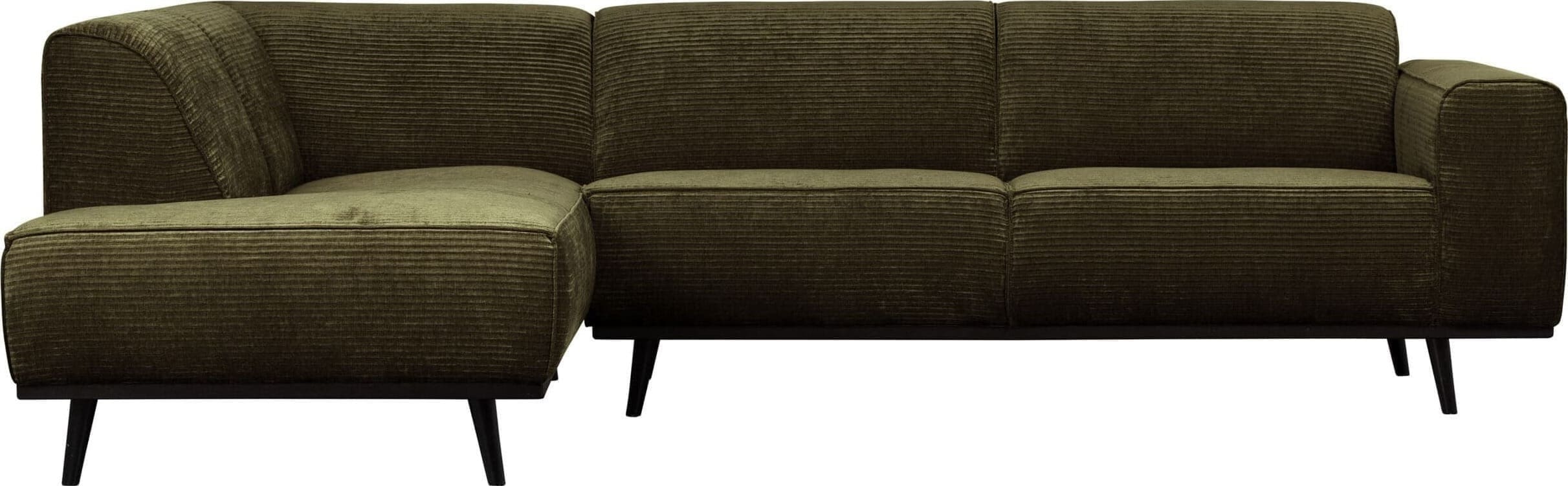 Statement Hoekbank Links Platte Brede Rib - Warm Groen uit de Banken collectie van BePureHome bij Löwik Meubelen