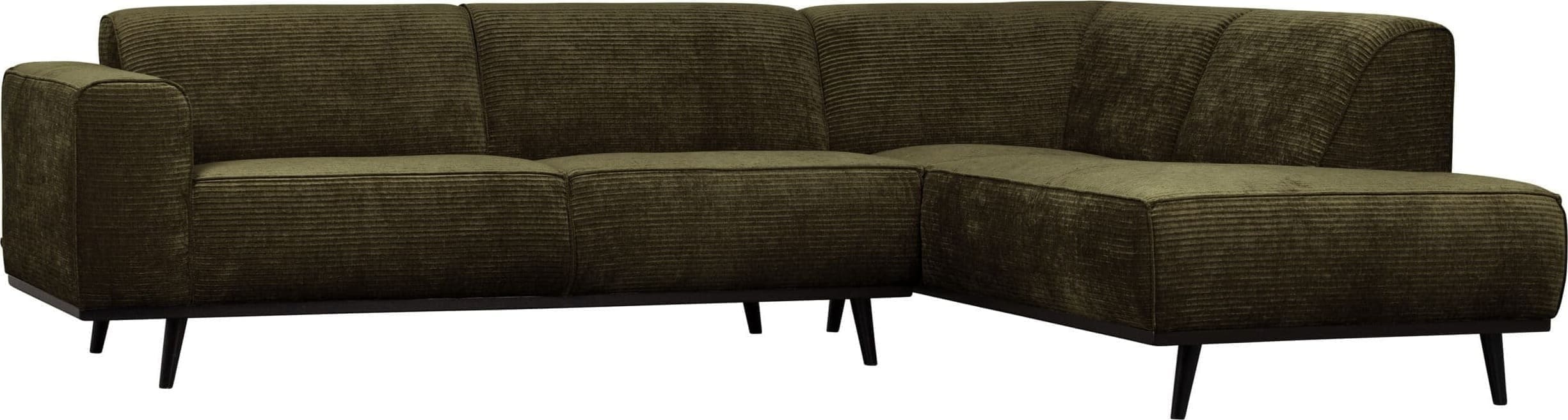 Statement Hoekbank Rechts Platte Brede Rib - Warm Groen uit de Banken collectie van BePureHome bij Löwik Meubelen