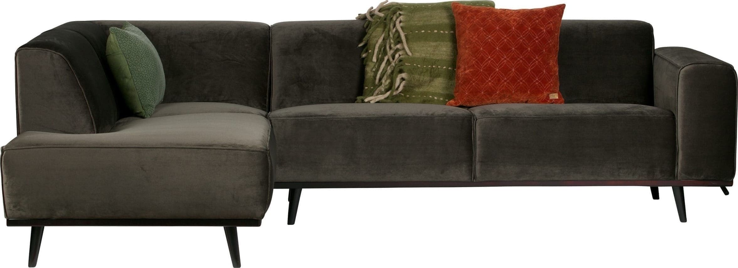 Statement Hoekbank Links Fluweel Warm Groen uit de BePureHome collectie