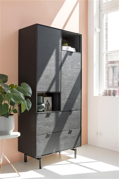 Xooon Elements boekenkast 180 cm. + 3-niches - onyx  Tv-dressoir