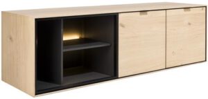 Xooon Elements lowboard 150 cm. - hang + 2-deuren + 3-niches + led - natural  Tv-dressoir