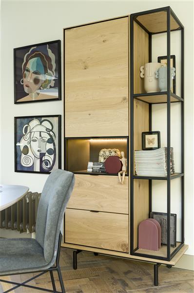 Xooon Elements lowboard 180 cm. - hang + 1-deur + 1-lade + klep + 1-niche + led - natural  Tv-dressoir